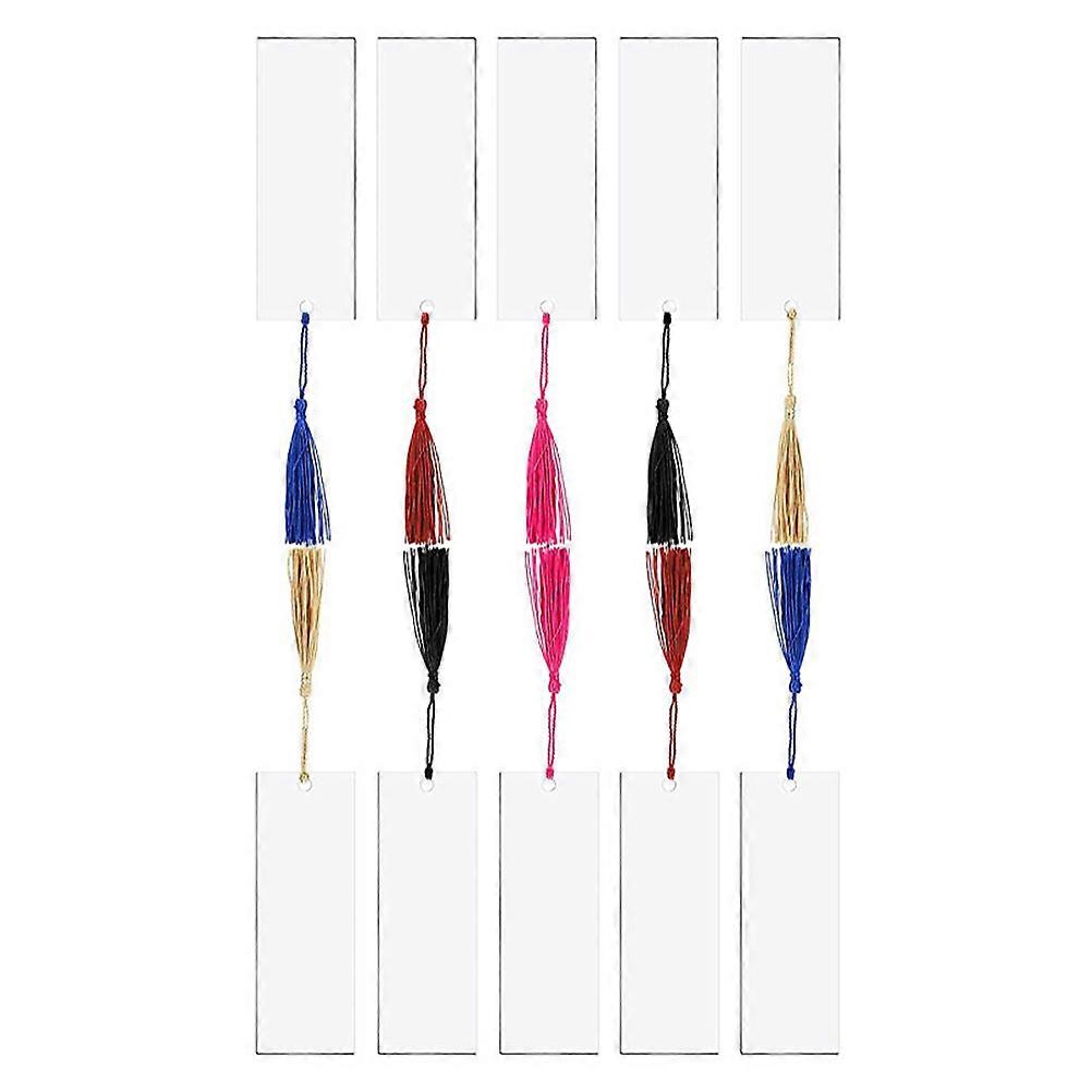 Bookmarks Blanks Clear Rectangle Simple Design Gift Giving Random Color Tassels Students 10 Sets