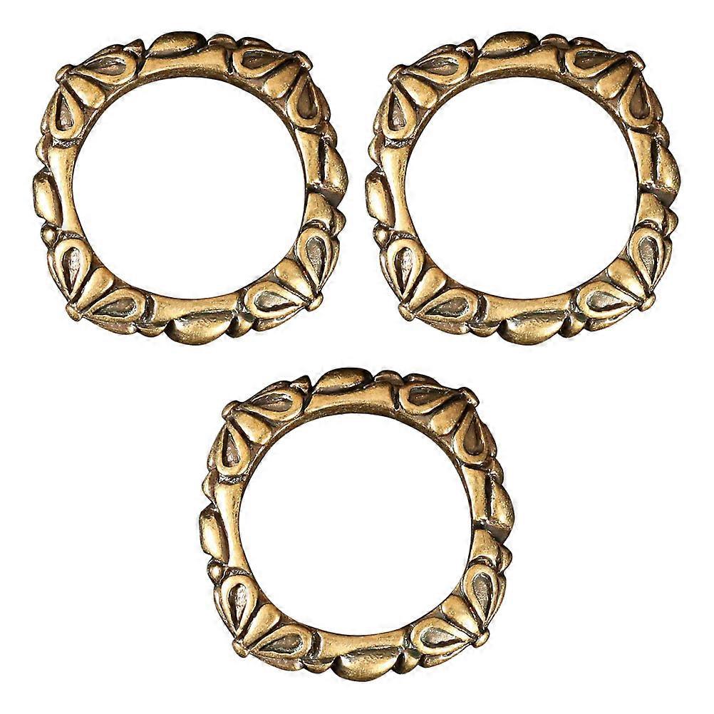 Brass Grass Ring Figurine Home Decor Statue Retro Design 2.7x2.7cm Decorative 3Pcs