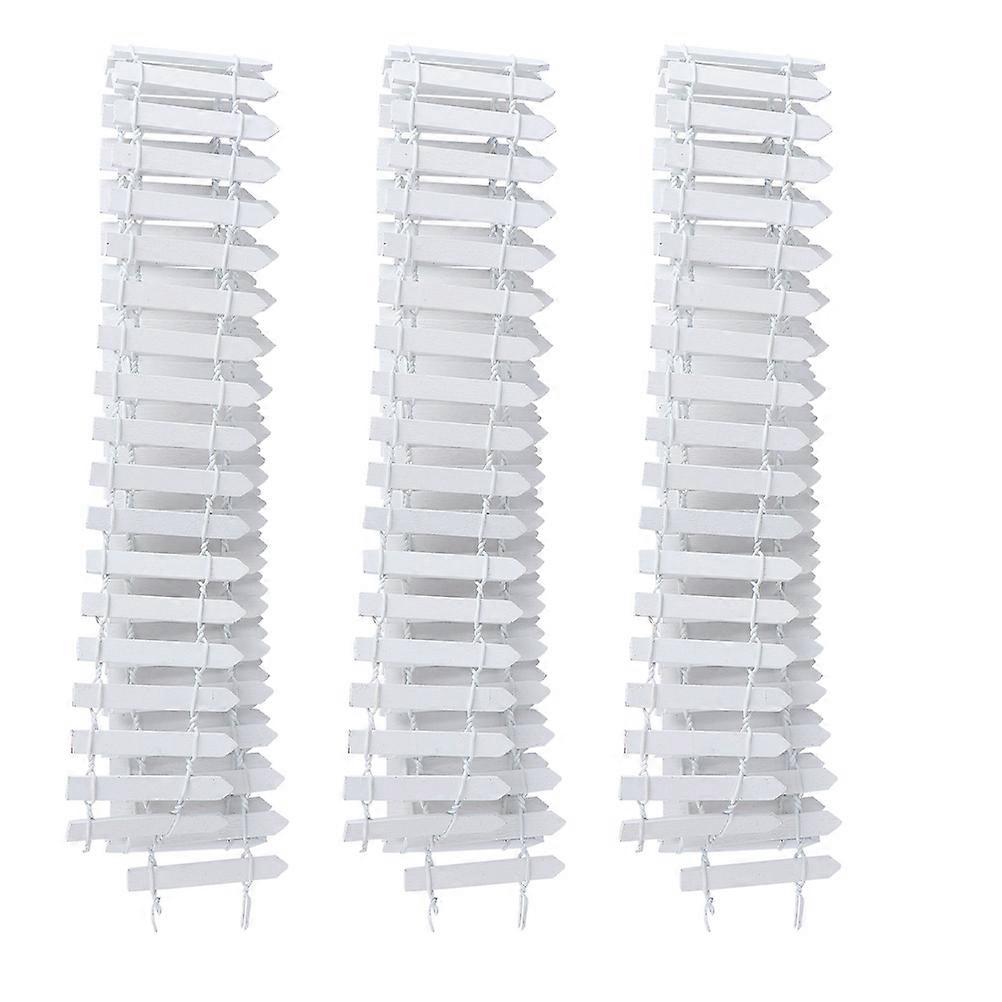 White Mini Fence 3Pcs 100Cm X 5Cm Rectangular Style Perfect For Miniature Landscape Decorations
