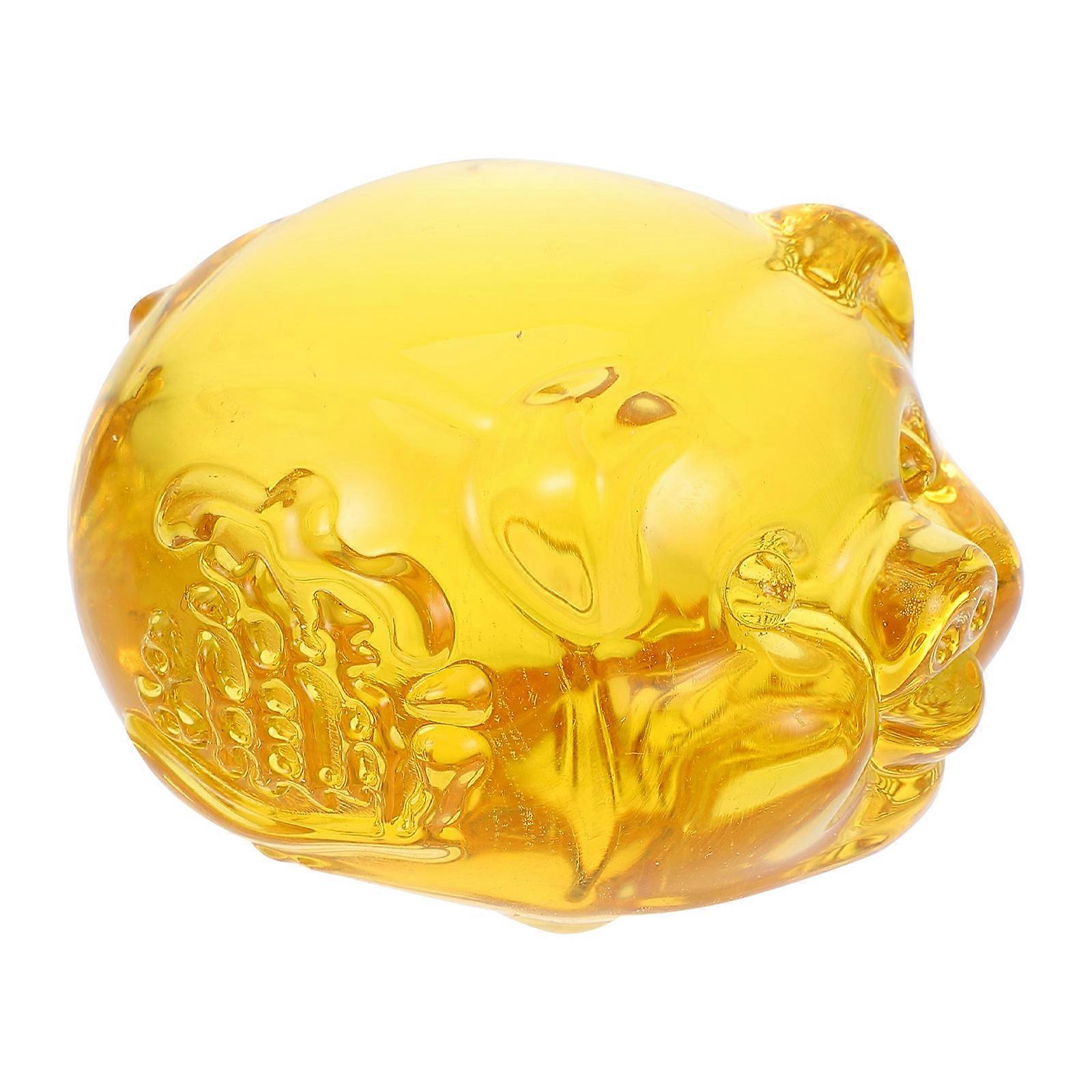 Crystal Citrine Pig Feng Shui Ornament for Home Office Desktop Decoration Symbolizing Wealth and Good Fortune