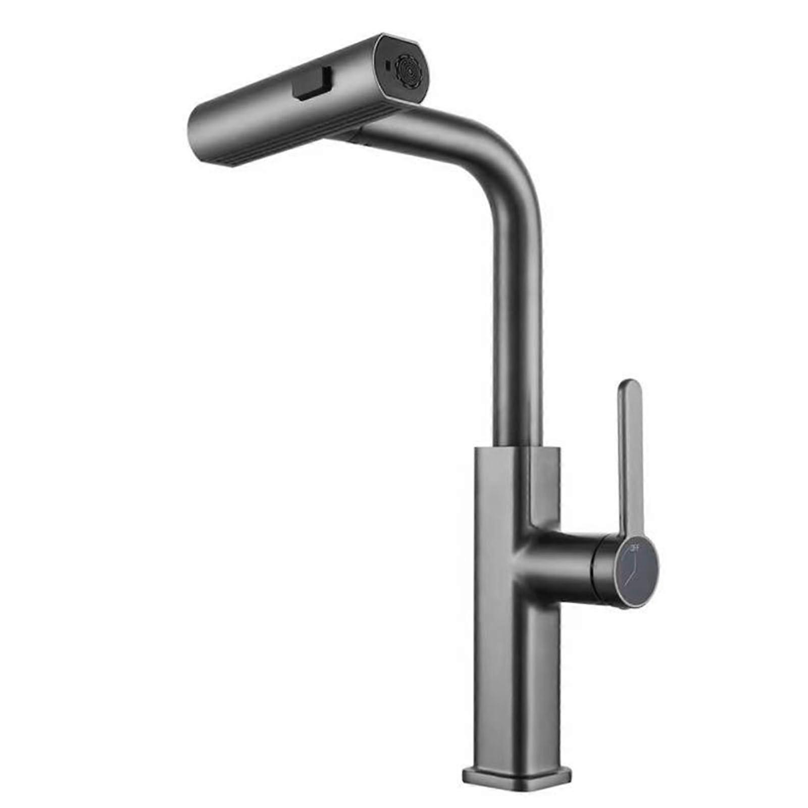 Pullout faucet with detachable showerhead, 3mode, singlelever mixer, white (gray)