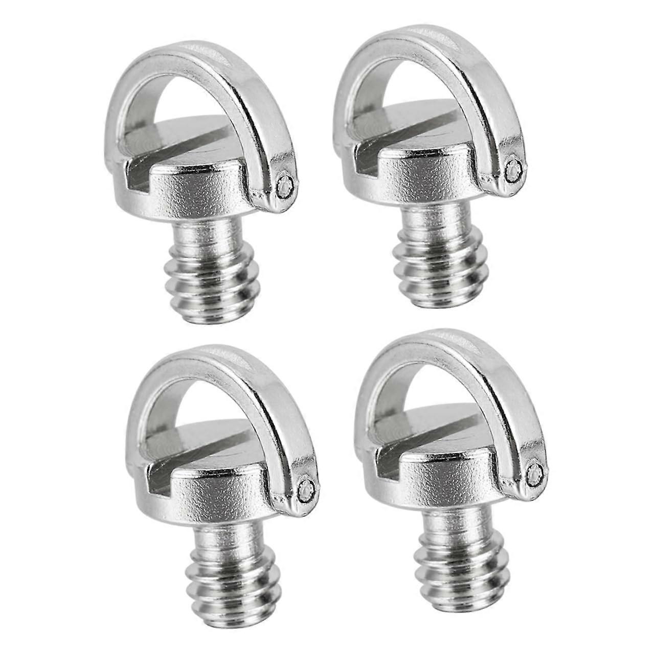 Set of 4 Adjustable Microphone Screws for Tripod Mounting, D-Ring Camera Screw Holders, Silver Iron, 1.5x1.4x1.2cm