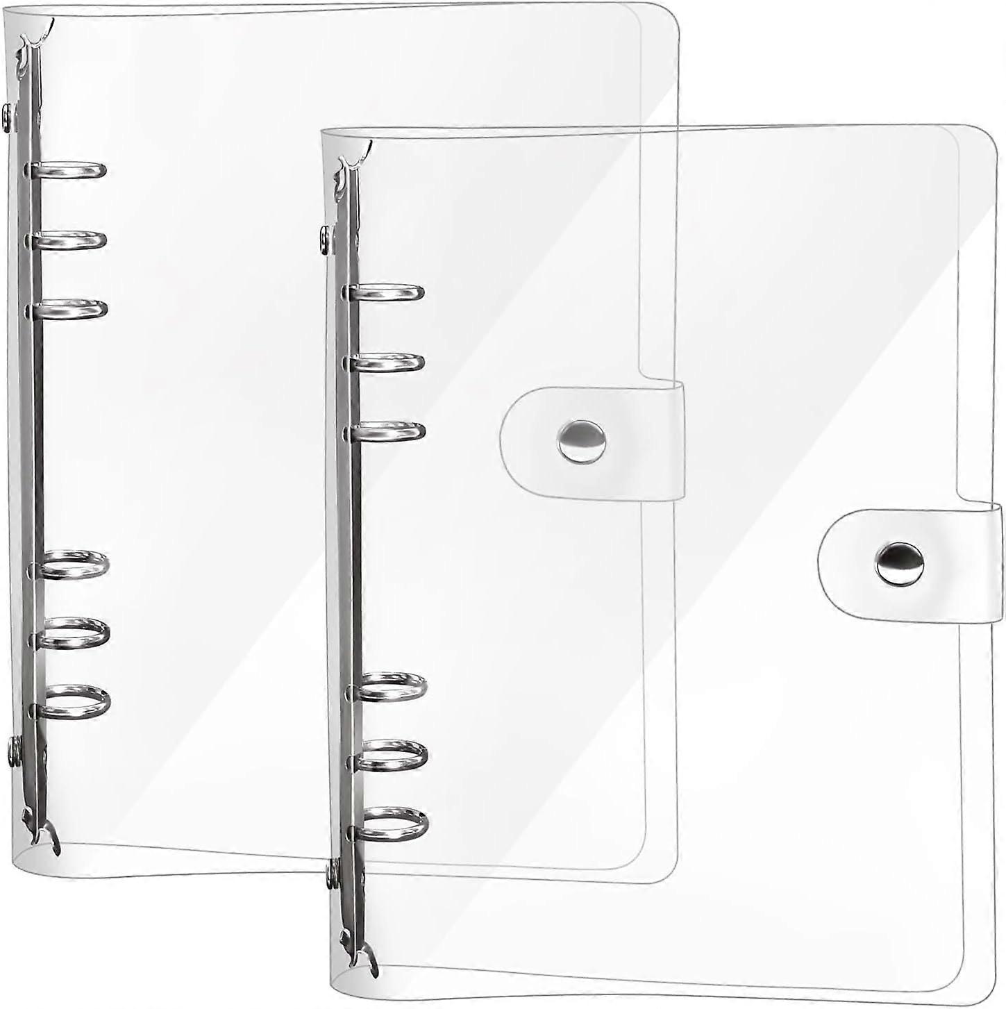 2 Pack A5 Transparent Soft PVC 6-Hole Binder Notebook Covers with Snap