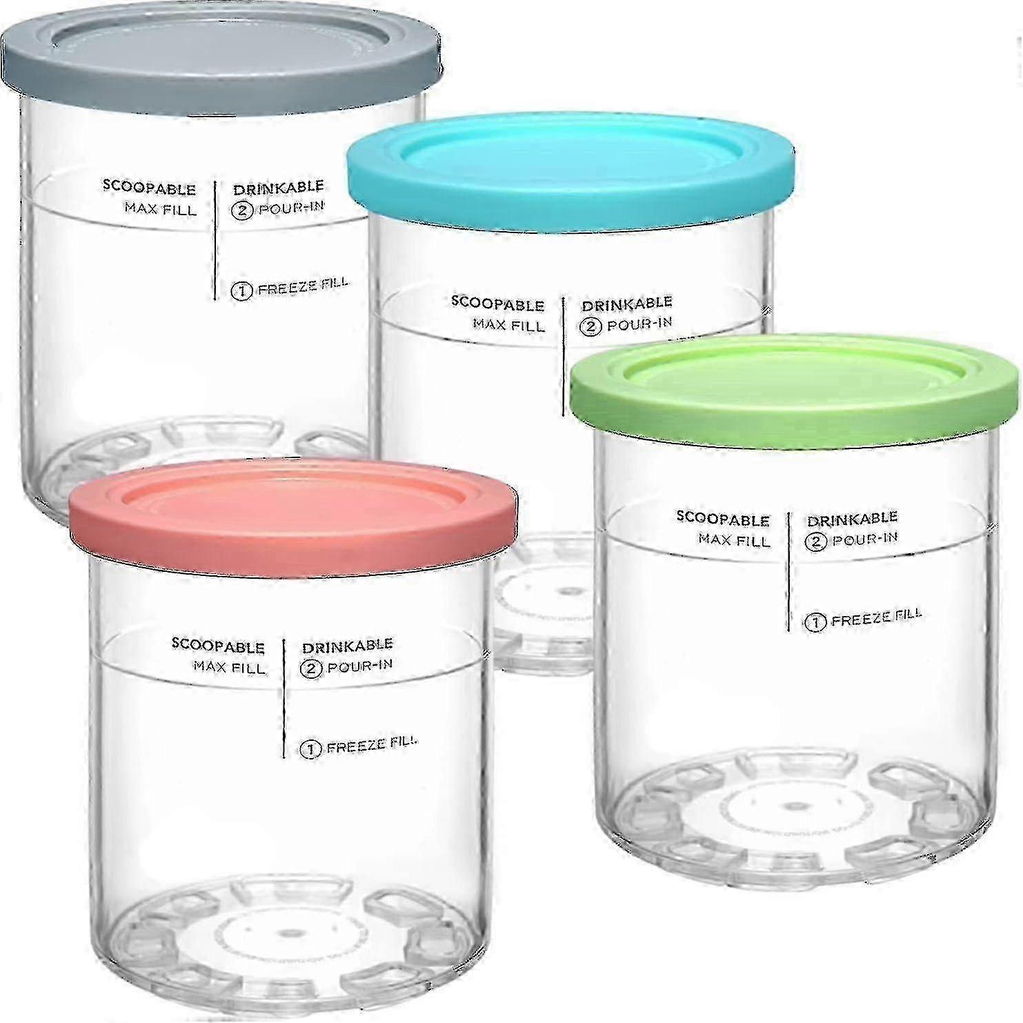 4-Pack Pint Containers with Lids for Frozen Dessert Makers-Compatible with NC501 NC500 Series Ice Cream Machines