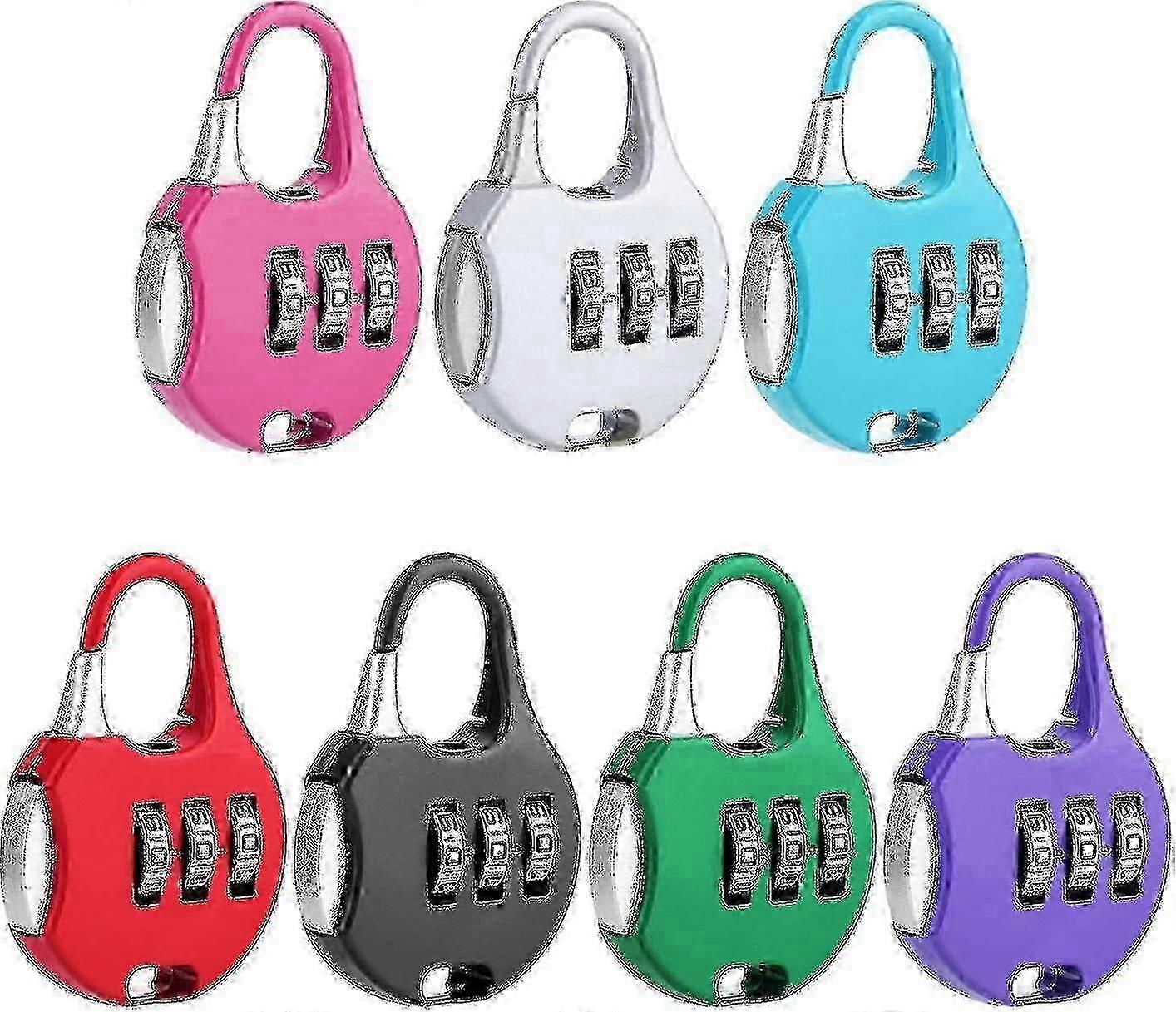 7pcs Adjustable 3-Digit Luggage Combination Locks Gift Set