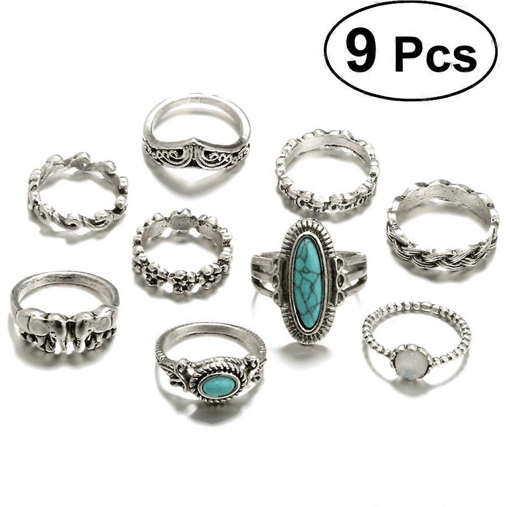 9 Piece Trendy Dainty Ring Set for Women in Assorted Colors Perfect Gift Ideas
