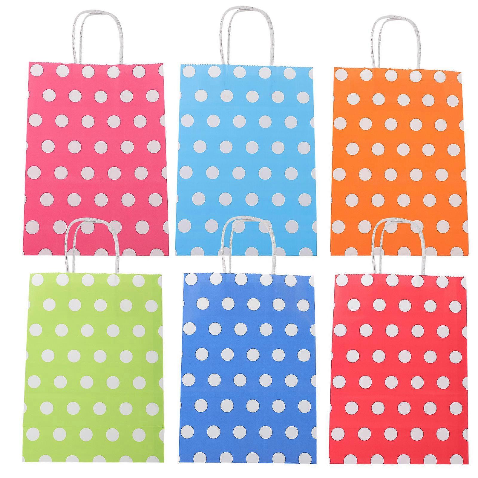 30Pcs Reusable White Dot Paper Bags For Corporate Events And Gifts Shopping Tote Bags 8.7X6.3X3.1In Portable Design