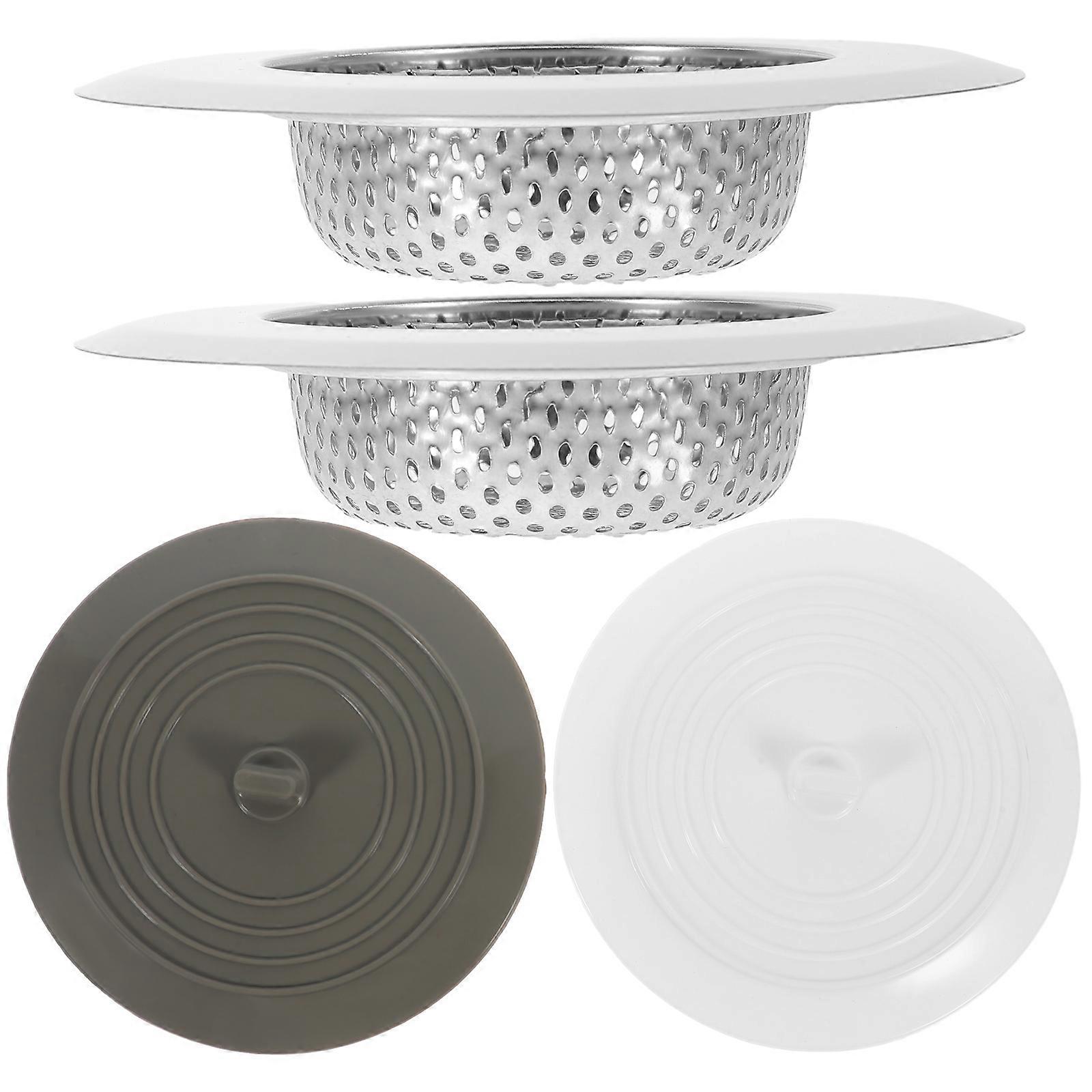 2 Sets Sink Hair Catchers and Stoppers Kitchen Sink Drain Covers Shower Drain Plugs