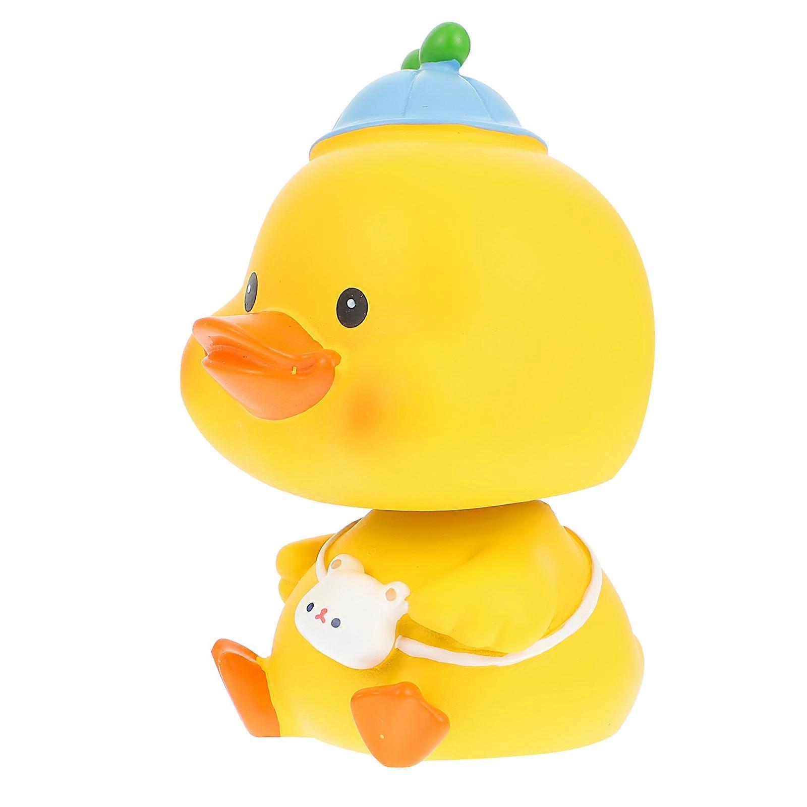 Dashboard Accessories Cute Duck Ornament Shaking Head Design for Study Table Yellow 1Pack