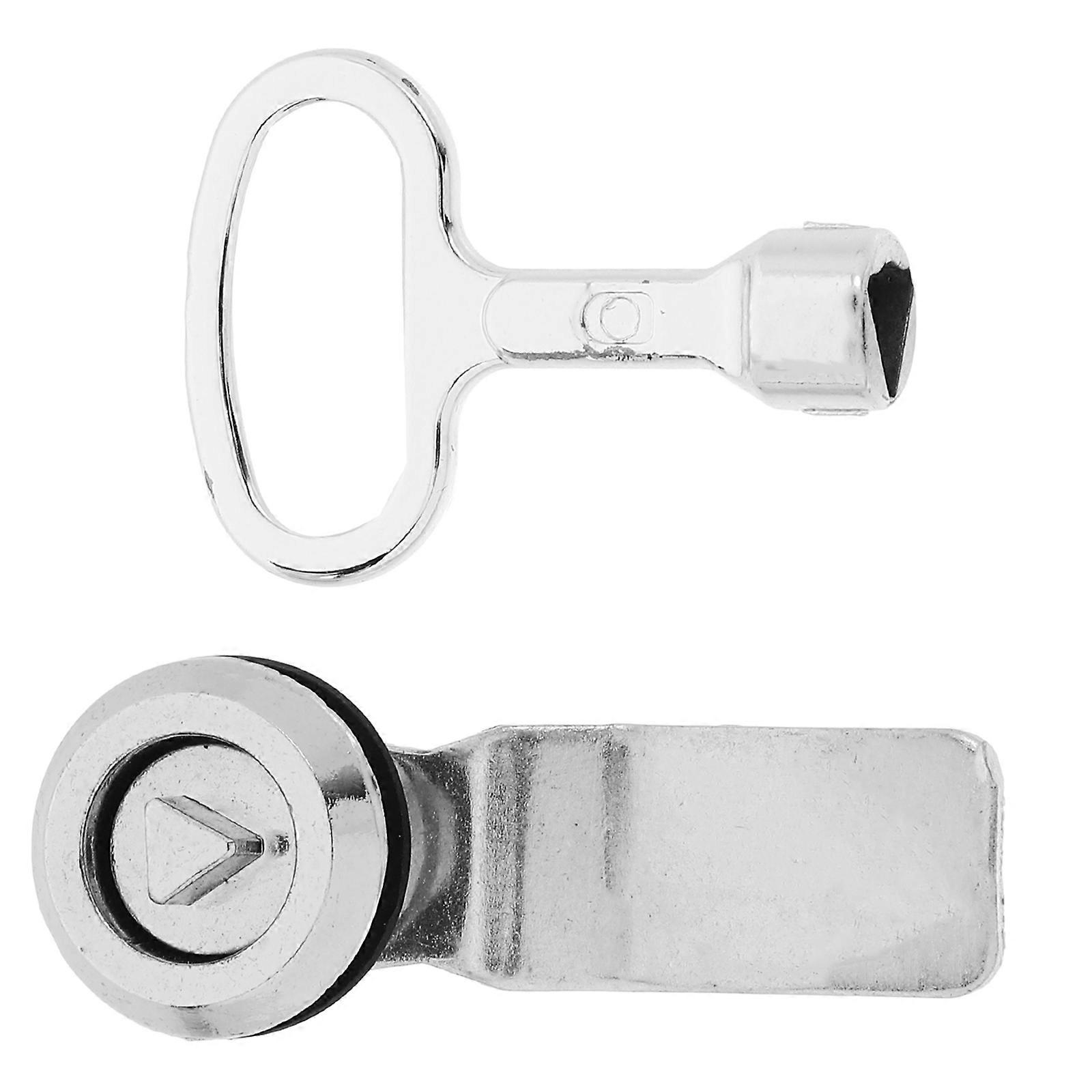 Triangle Key Cabinet Door Lock for Door Use Sturdy Stainless Steel Silver Color with Keys 1 Set