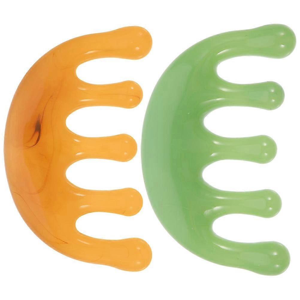 2pcs Wide Tooth Resin Hair Combs for Scalp Massage, Acupoint Therapy, Stress Relief, and Improved Circulation – Portable Design