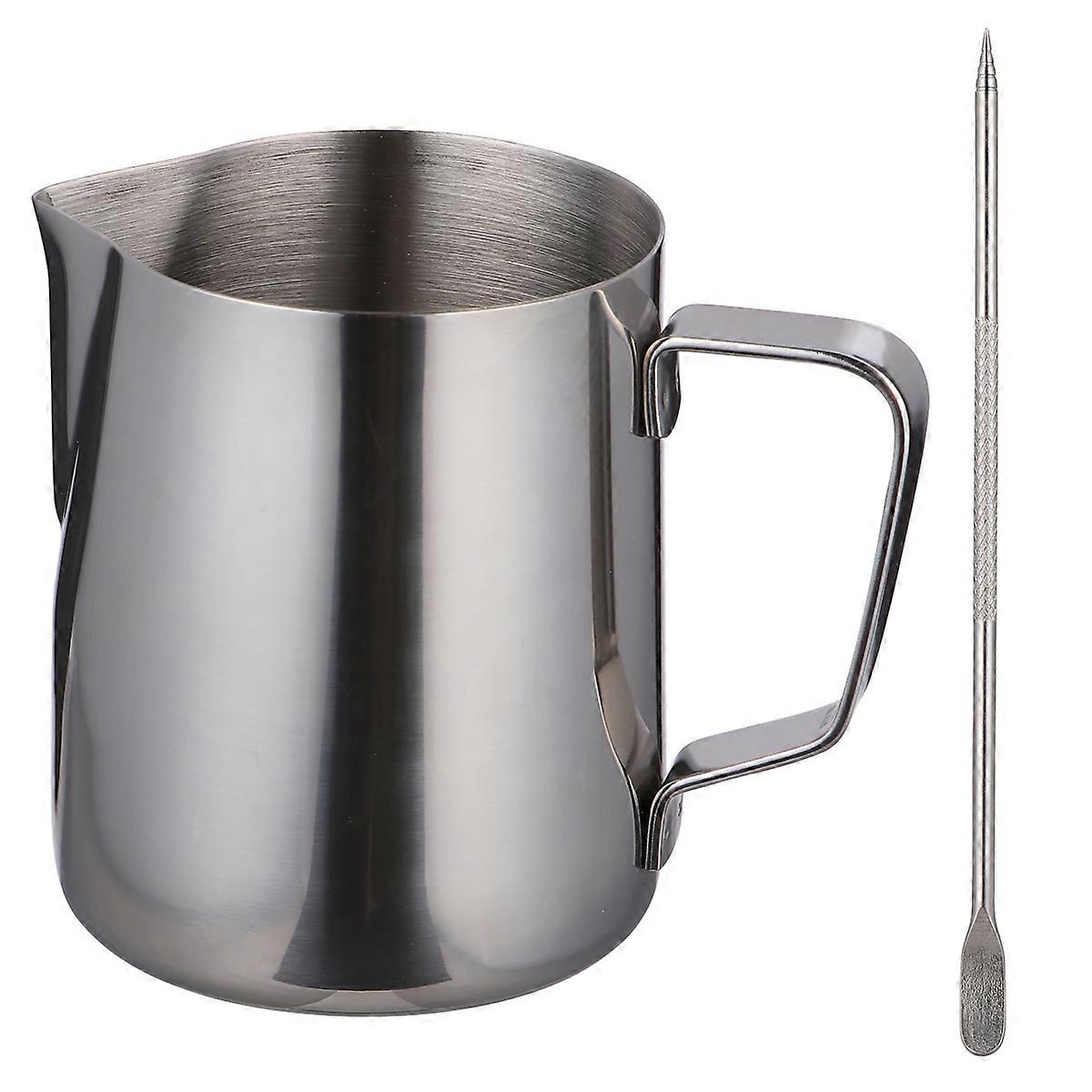 Latte Frothing Pitcher 350ml Stainless Steel Measuring Tool for Coffee Enthusiasts with Premium Quality in 2-Pcs Set