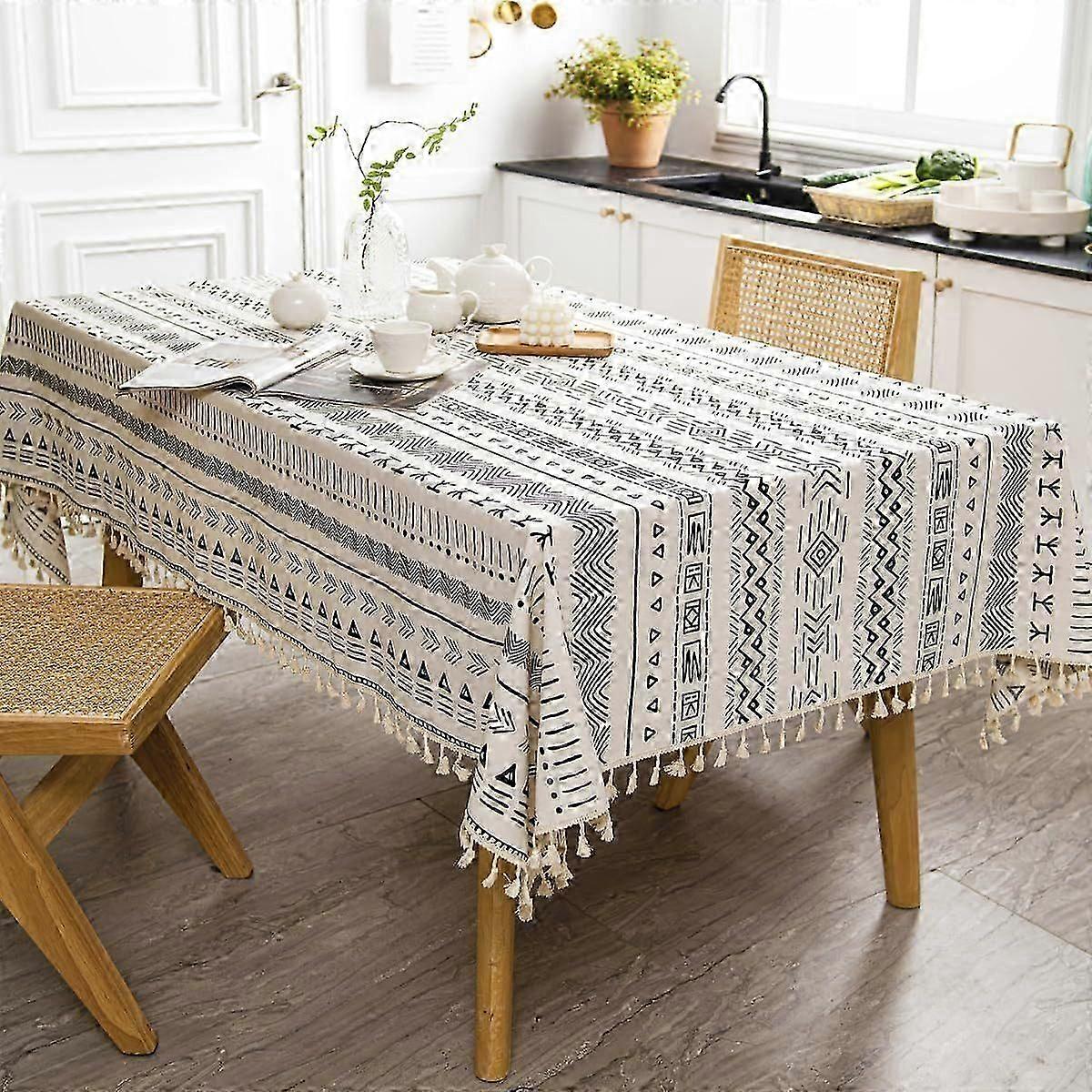 Waterproof Outdoor Tablecloth with Geometric Design and Bohemian Style Element Pattern