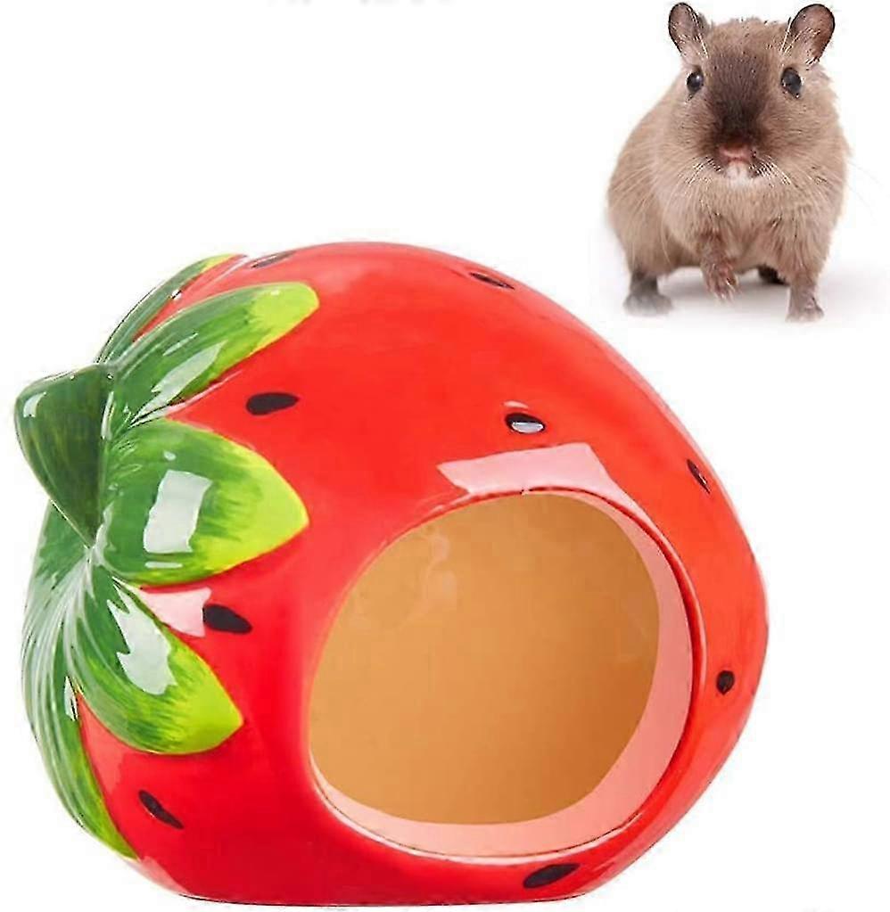 Strawberry-Shaped Ceramic Hideout for Small Pets 2025