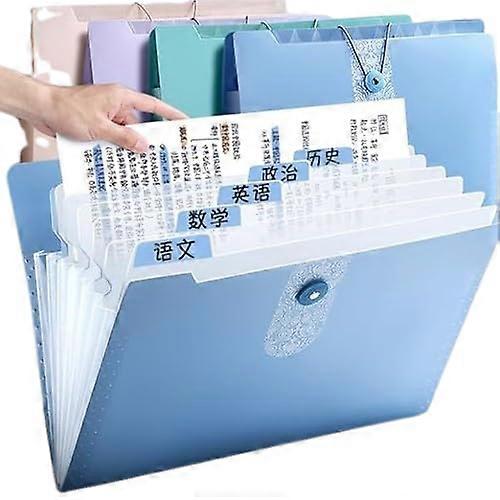 Folder with 5 Compartments, Portable Accordion File Folder, Labels, Blue, Letter Size for Documents, Invoices, School, Office