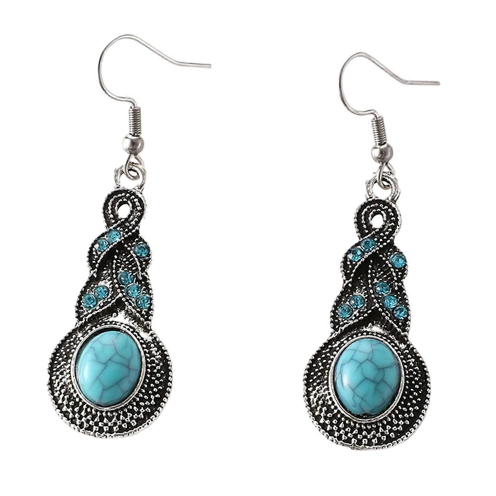 Earrings Wolf Sterling Silver 925 Vintage Bohemian Style Turquoise Diamond-Accented Owl Design For Girls Mint Green