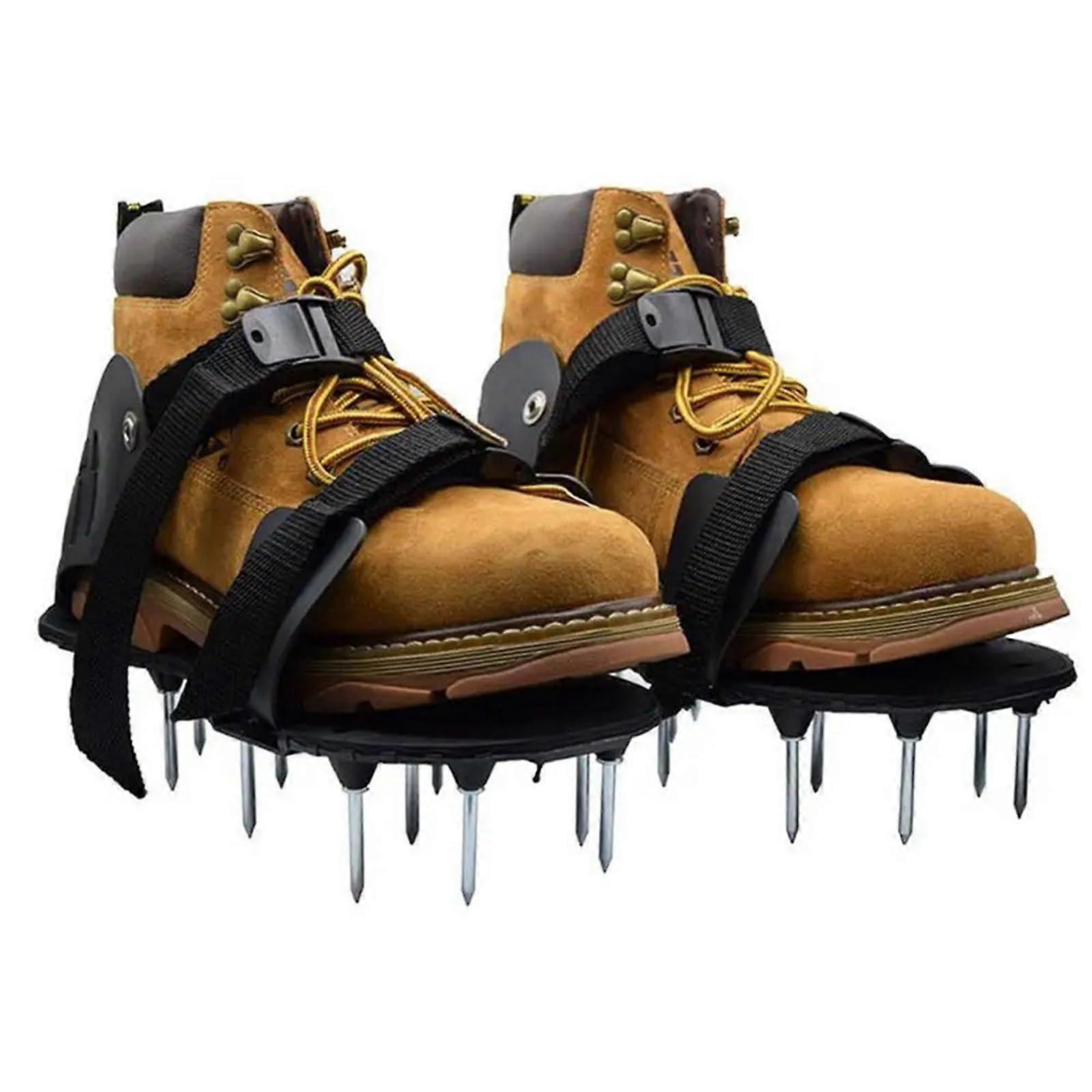 Nagelschuhe Rasenbelüfterschuhe mit Klettverschluss, Tragbare Spike-Gartenwerkzeuge für Bodendünger und Sand, Hochleistungs-Design