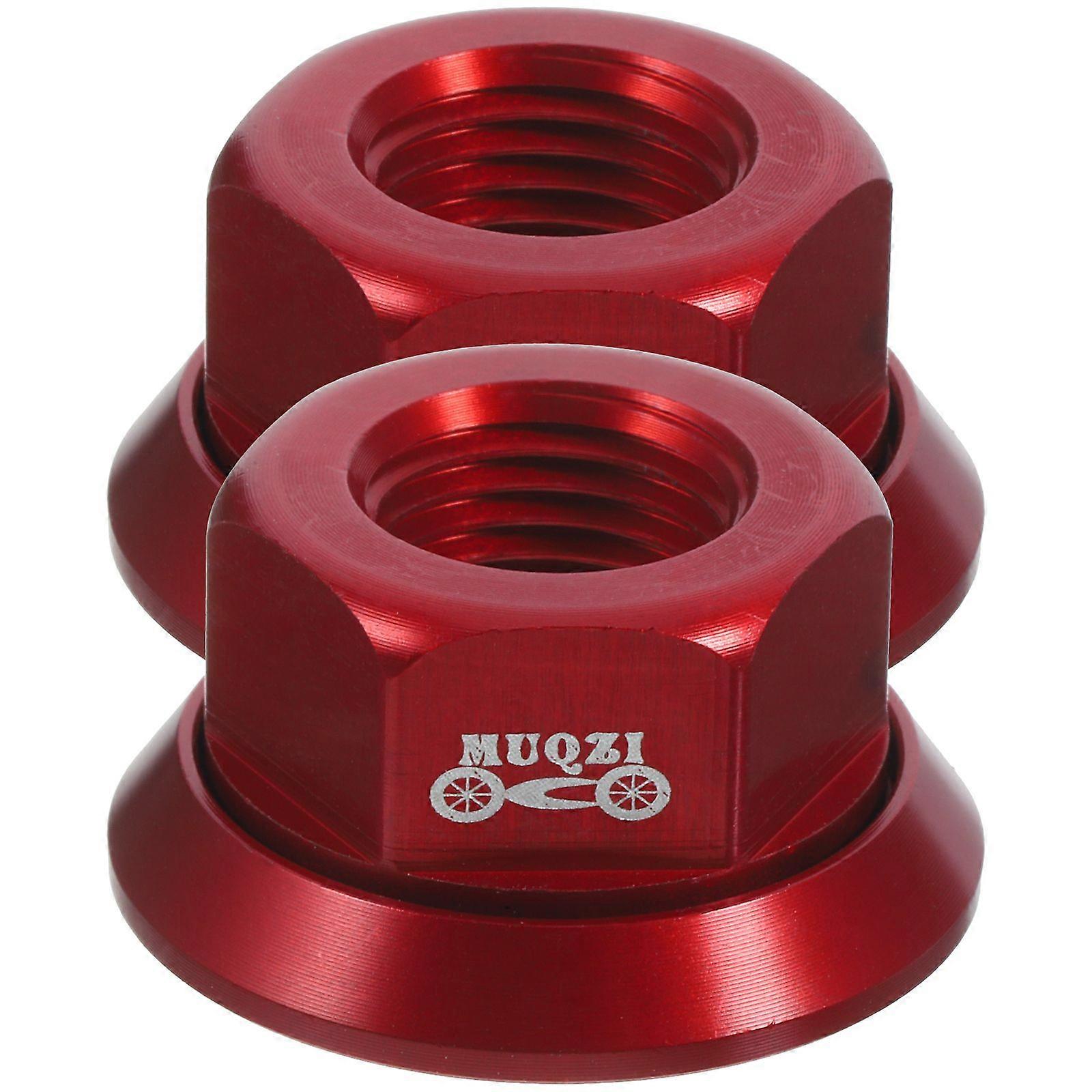 2PCS M10 Aluminum Alloy Folding Fixed Gear Drum Nut(Red)