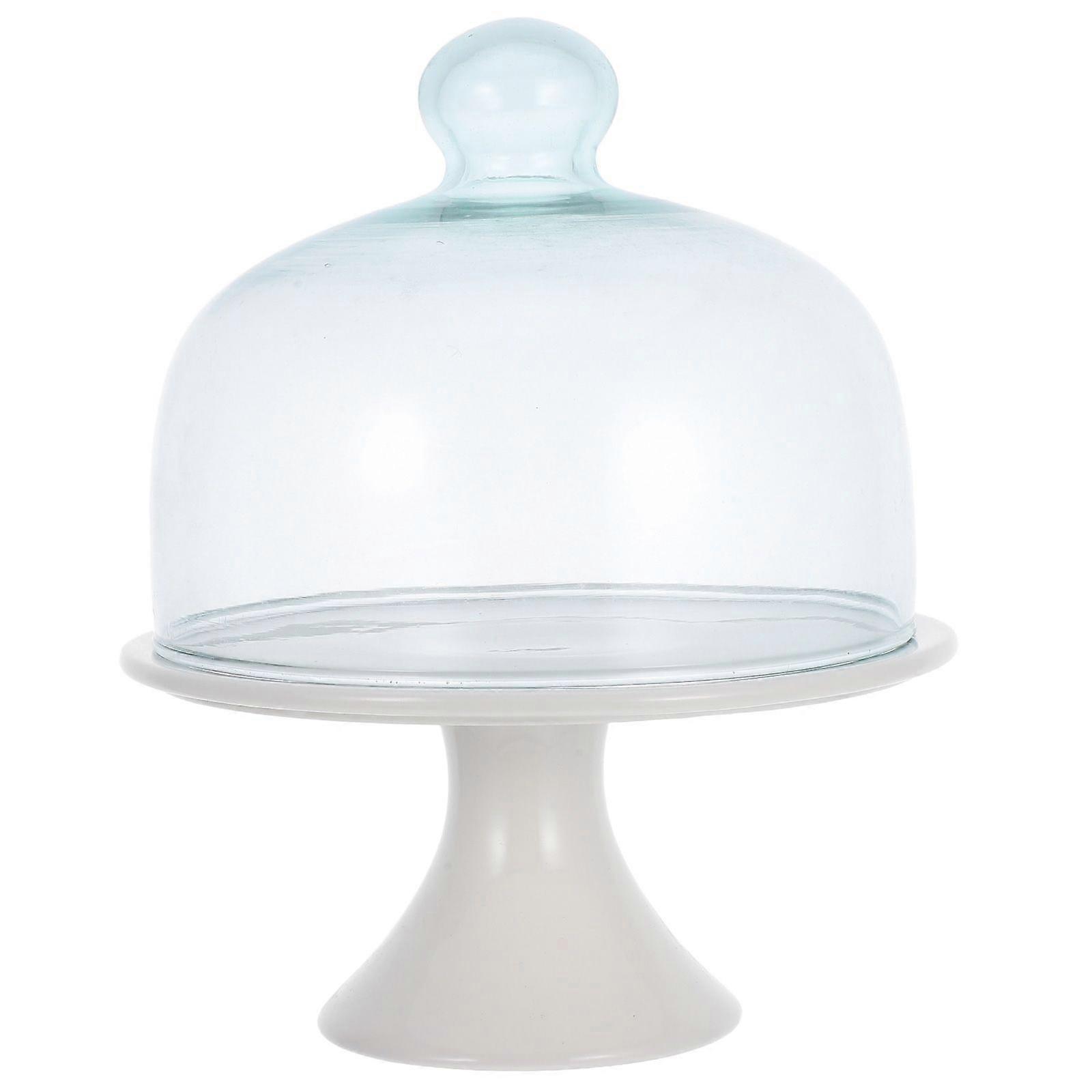 كعكة تقديم لوحة السيراميك وجبة خفيفة حامل الحلوى حامل طعم الفاكهة مع غطاء زجاجي