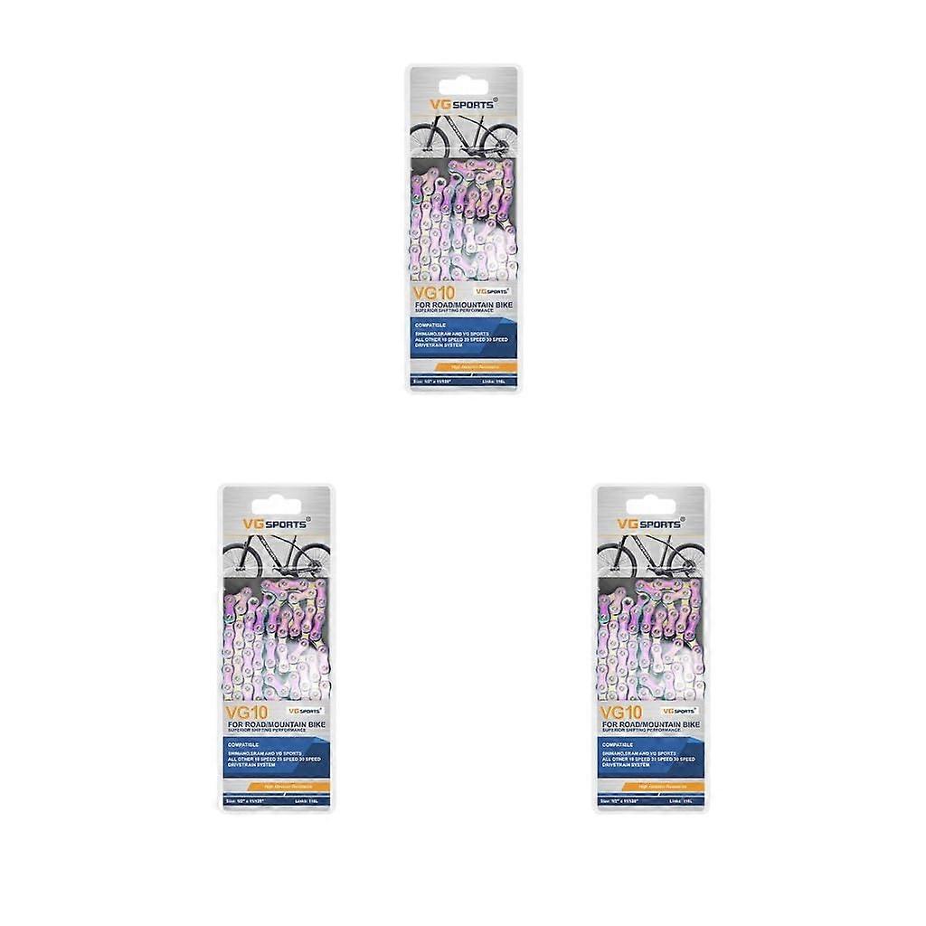 Bike Chain Quick Link Set, 3-Pack Flexible 10-Speed Rainbow Links for Compact Folding Bikes, Durable Design