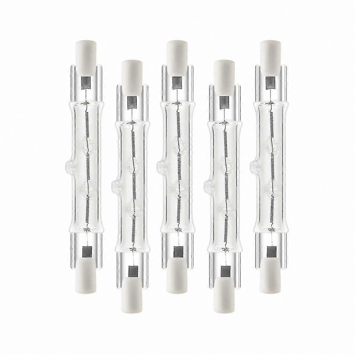 Dimmable 5-Pack R7s 118mm Halogen Linear Bulbs, 300W 230V for Construction Lighting Needs