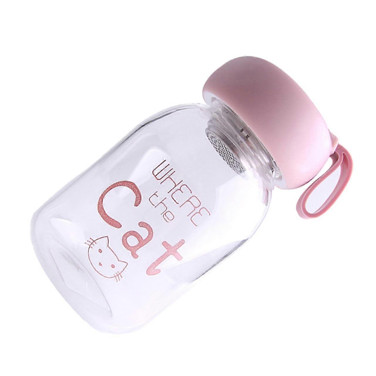 Portable Pink Glass Water Cup - Creative Transparent Drinking Bottle for Milk, Juice, Travel, Everyday Use