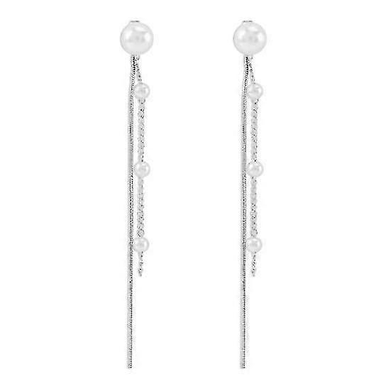 1 Pair Piercing Exquisite Dangle Earrings Fine Workmanship Electroplating Imitation Pearls Chain Tassel Stud Earrings Jewelry Accessories