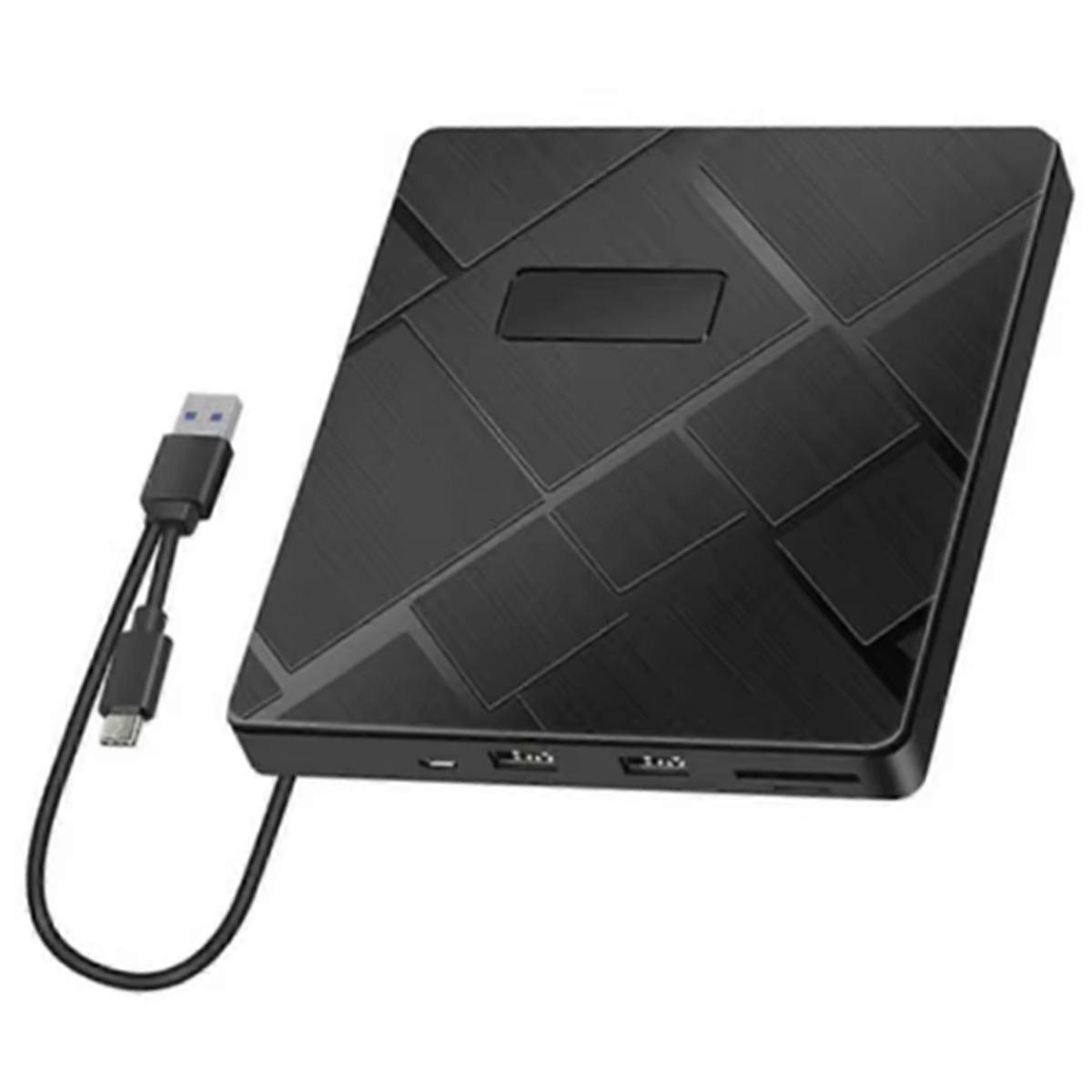 External DVD CD Drive USB 3.0 Type-C 5 in 1 DVD Burner Player Reader with SD/TF & USB Slots Optical Drives