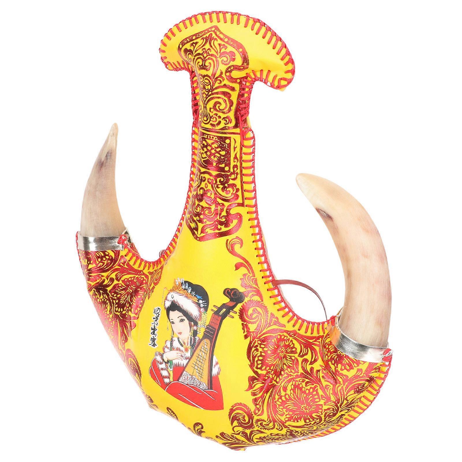 Portable Bota Bag for Storage Use Handmade Sewing Horn Shape