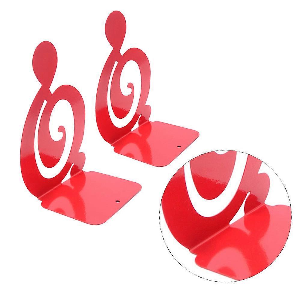 Desktop Book Stand Non Skid Treble Clef Shaped Organizer for Magazines and Dvds in Red 1Pair