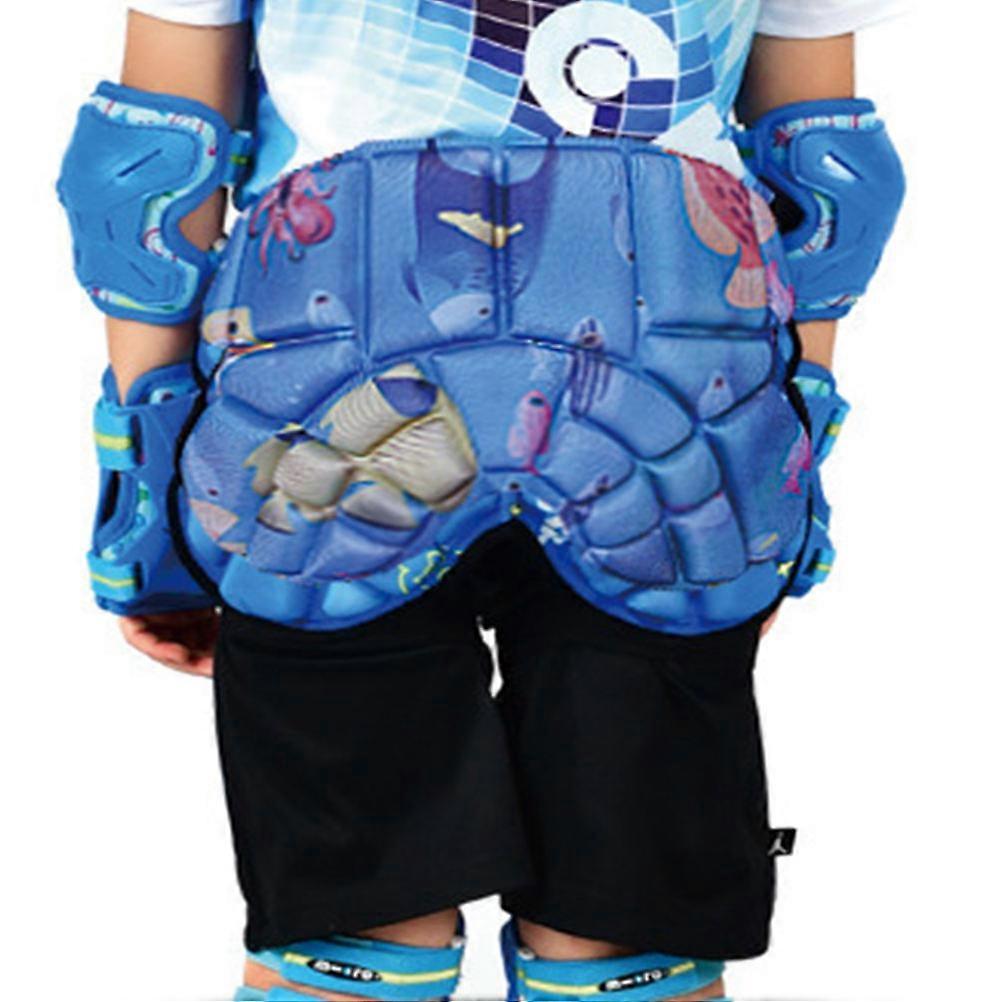 Padded Skiing Pants For Kids Blue Hip Protector Stretchy Design 1Set Thigh Protection