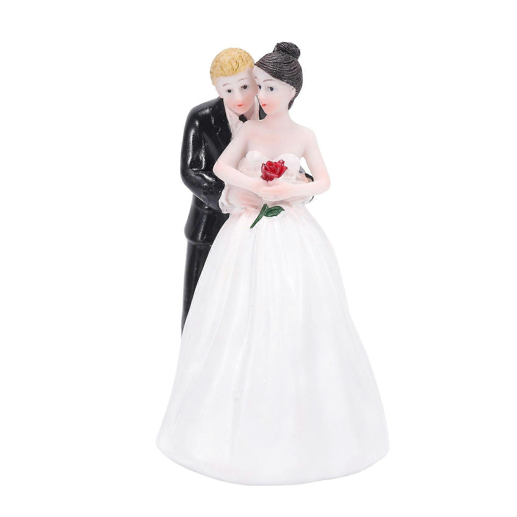 "Yes to the " Wedding Cake Decoration Custom & Groom Couple Figurine Wedding Cake Topper