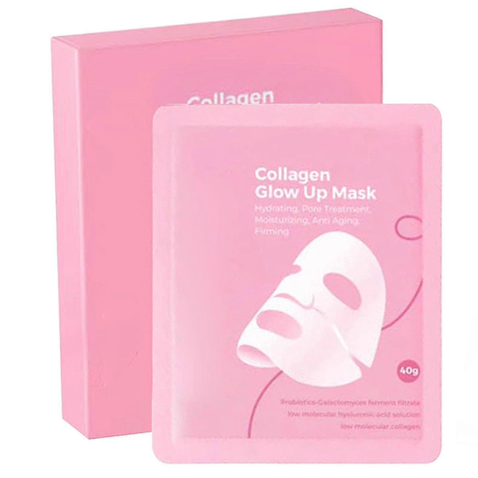 Collagen Glow Up Mask 2.0, Bio-Collagen Face Mask Glow Up Firming Skin, Wrinkle Reduction and Pore Minimization, 4pcs/Pack