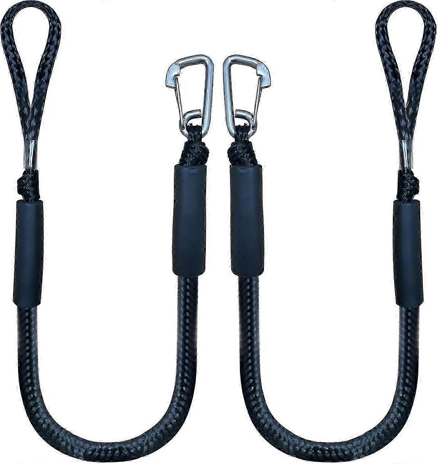 Bungee Dock Line With Hook , Black Mooring Rope For Boat 4 Ft 2 Pack & Black - KM