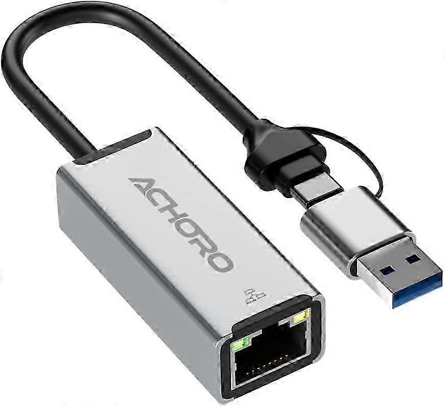 2025 Latest Model LAN to USB Adapter - USB A & C to Ethernet Port - Aluminium