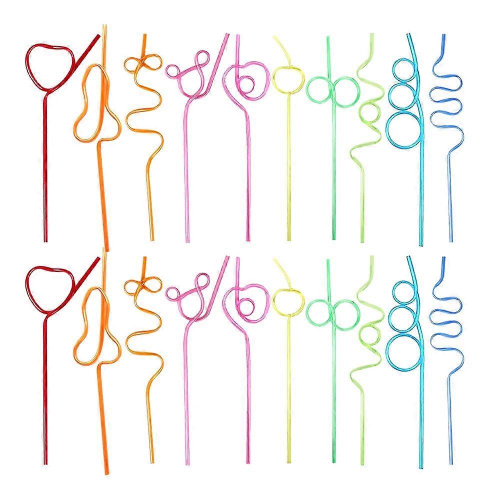 20Pcs Novelty Creative Shape Straws Plastic Straws Creative Drinking Straws Random Color