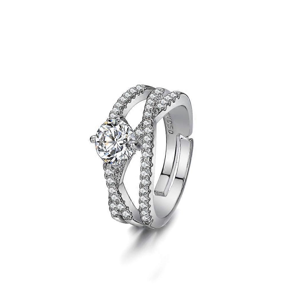 Simulation Diamond Ring, Plated PT950 White Gold Wedding Ring, Carat Style