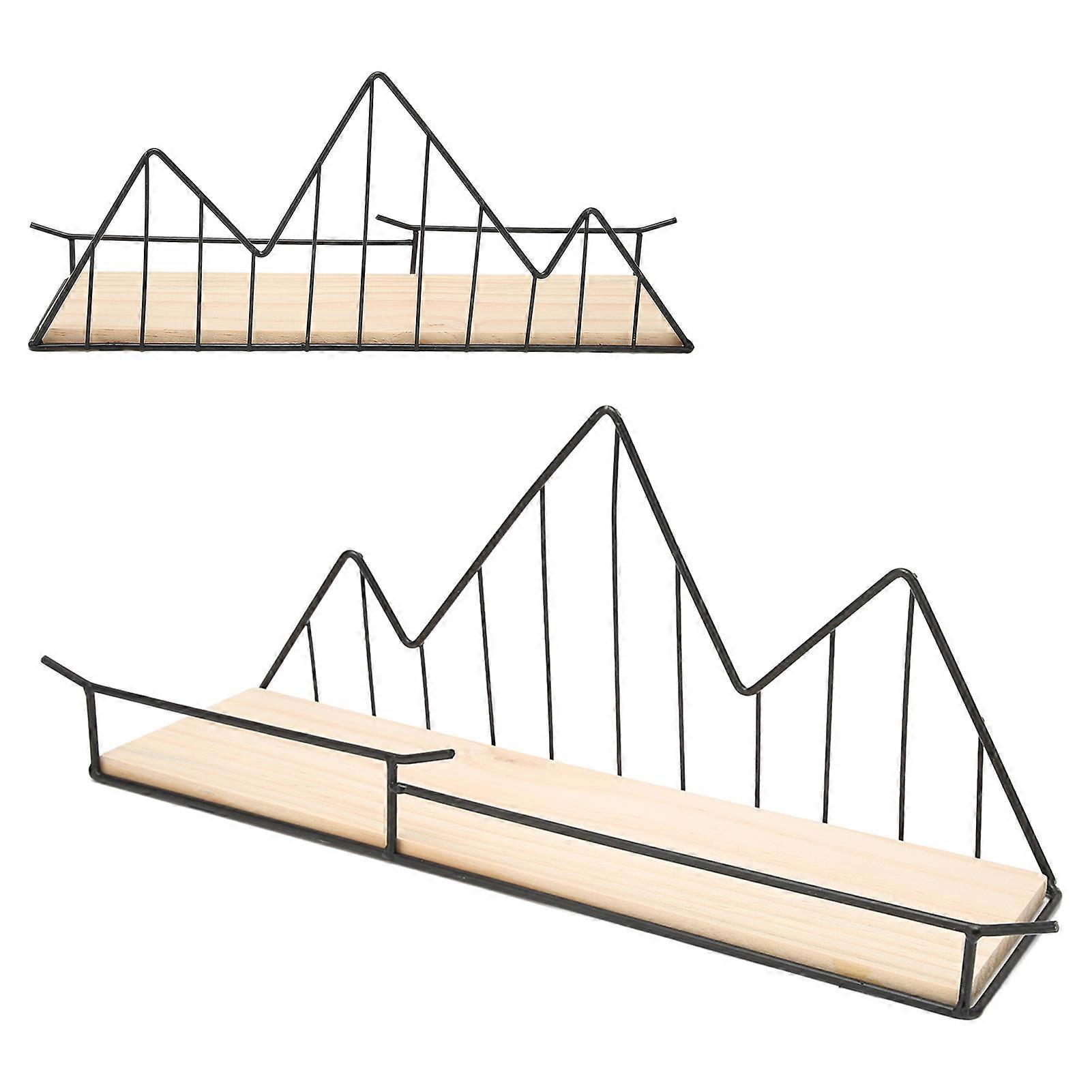 Oak Wall Mount Shelf with Geometric Design, 10x15x36cm