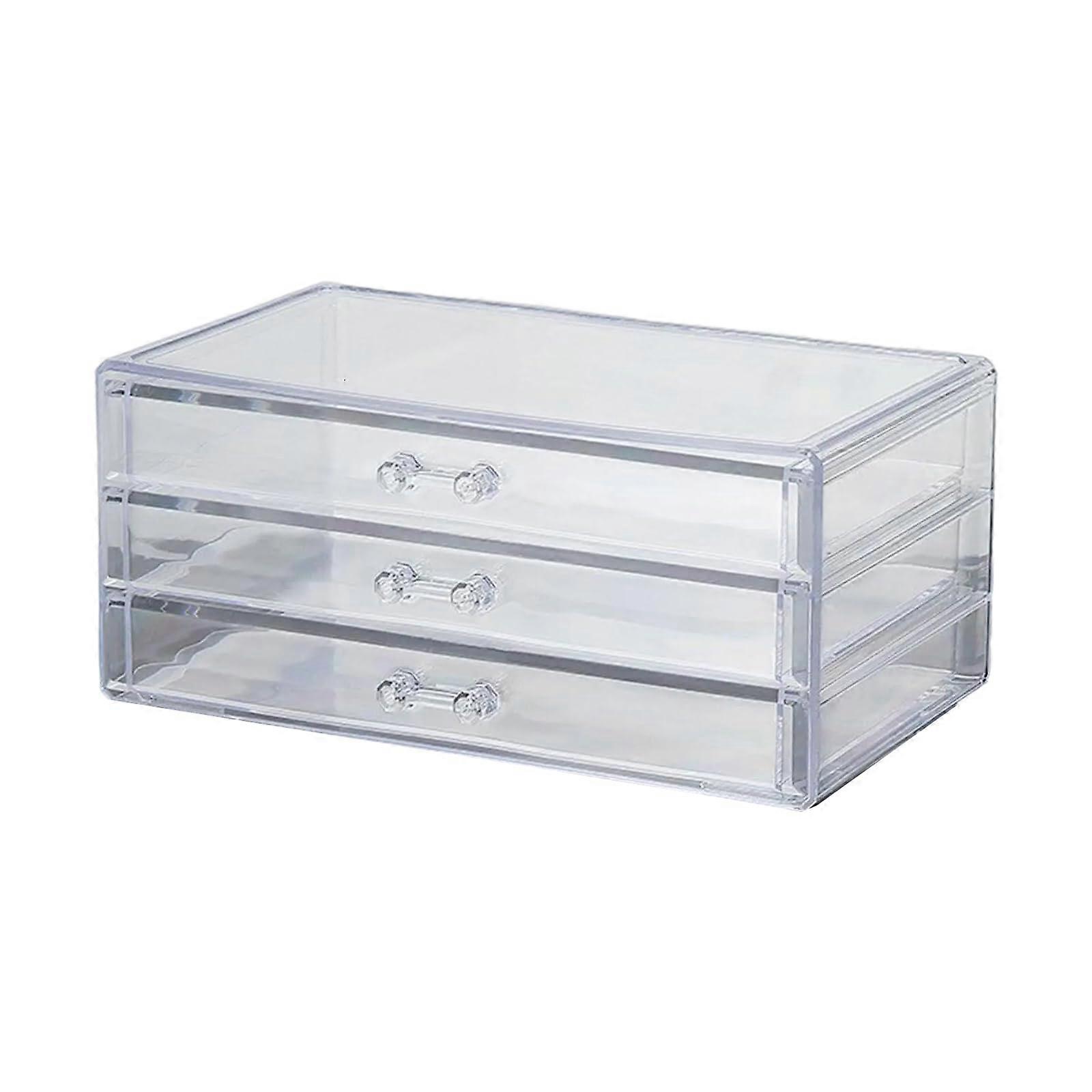 Acrylic Makeup Drawer Organizers Compact 3-Tier Storage Container Box For Jewelry And Makeup Clear Display Case