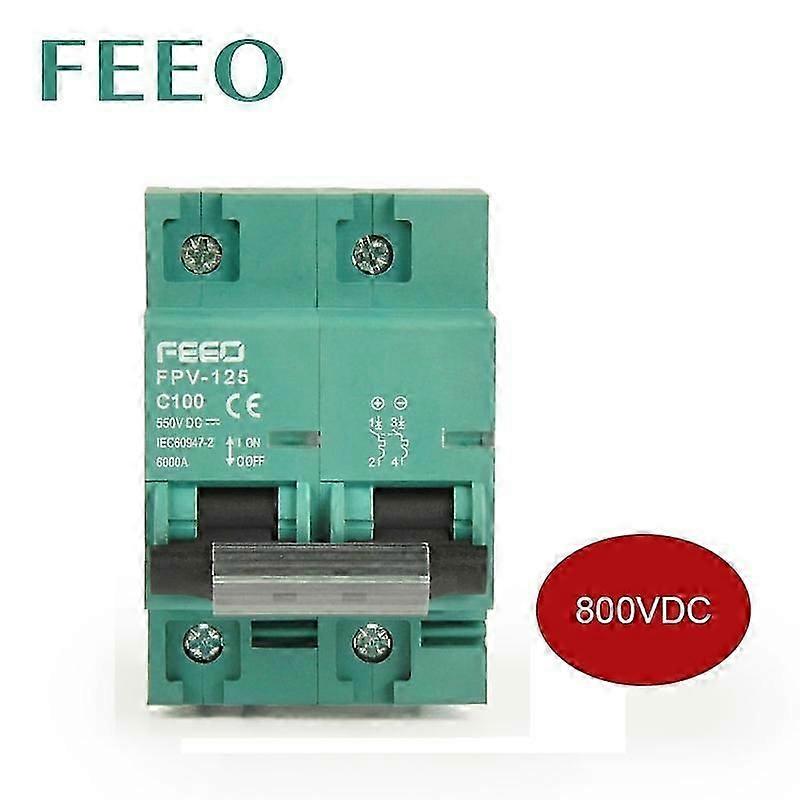 FEEO 2P 80A 100A 125A DC 800V Circuit breaker Solar energy Circuit breaker FOR PV System C curve MCB CE Certificate