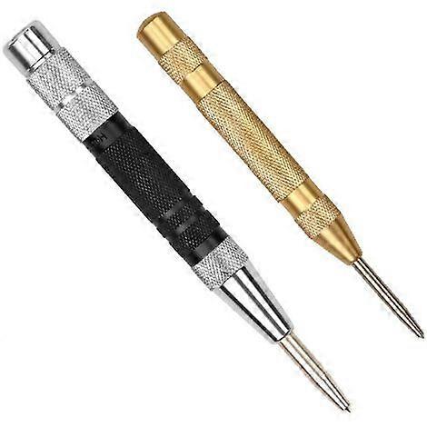 2Pcs Strong Adjustable Automatic Center Punch Spring Loaded Metal Drilling Tools