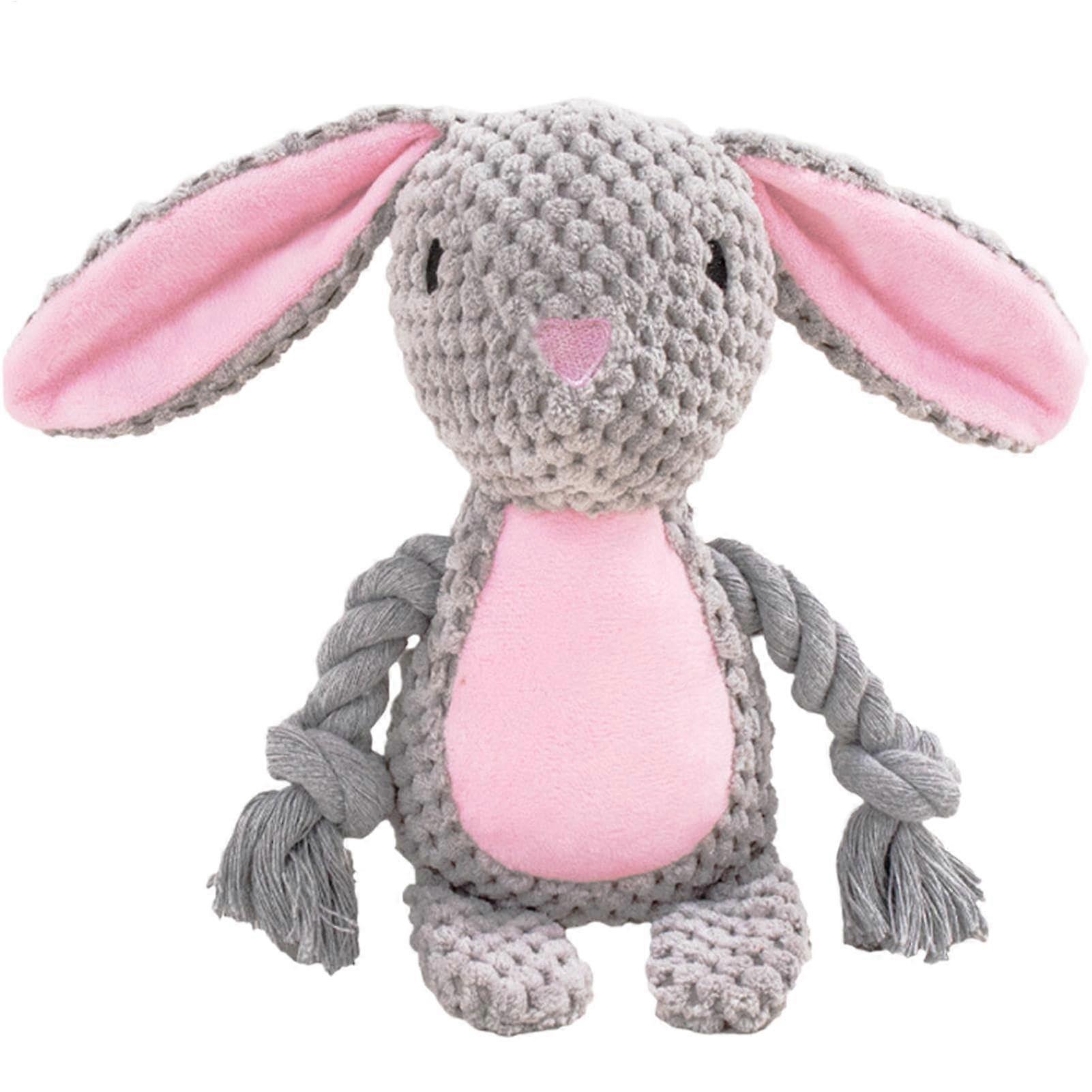 Plush Squeaky Dog Toy for Interactive Play, Bite Resistant Animal Shape Chew Toy, Behavioral Training Rabbit Toy