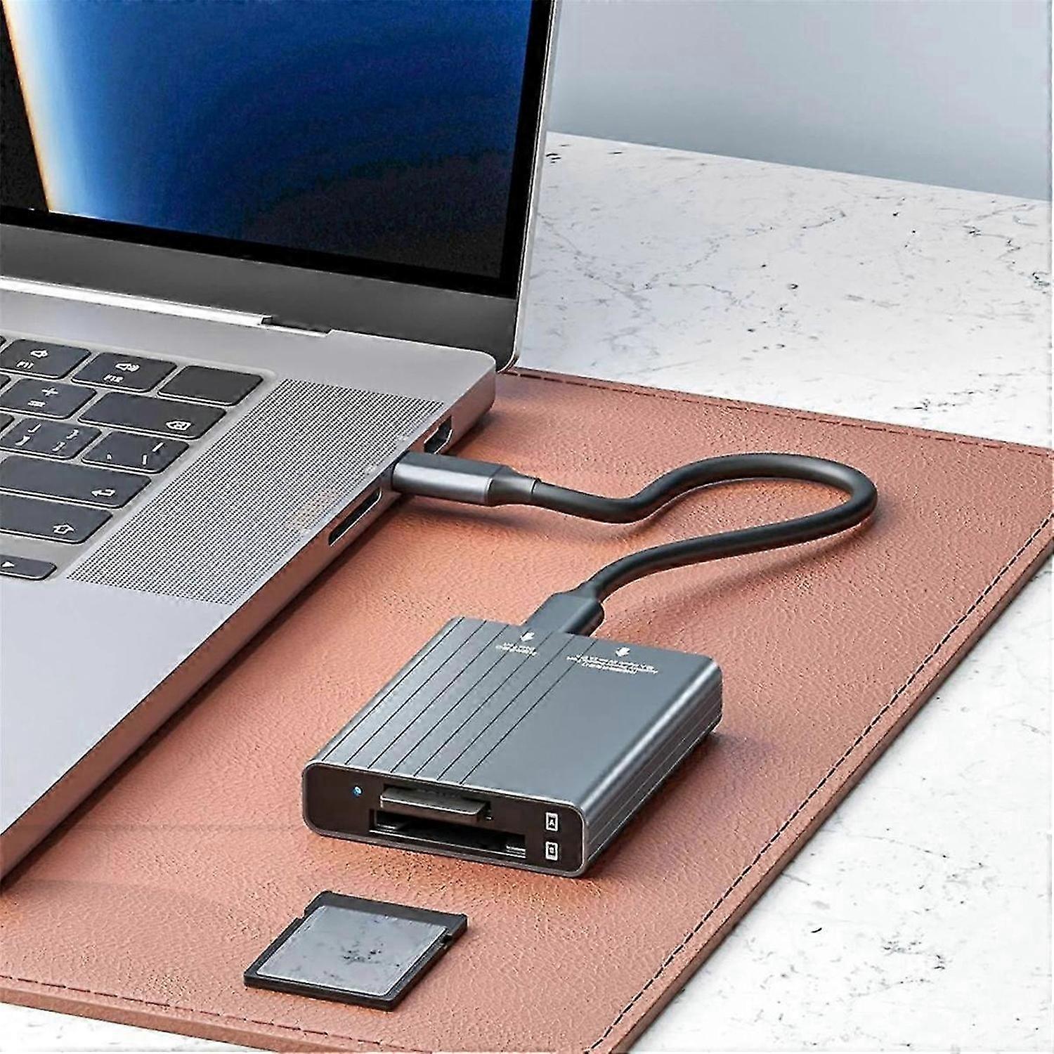 CFexpress Memory Card Type B + Type A 2-In-1 USB 3.1 Gen2 10Gbps Card Reader Adapter Dual Slot with USB C / USB A