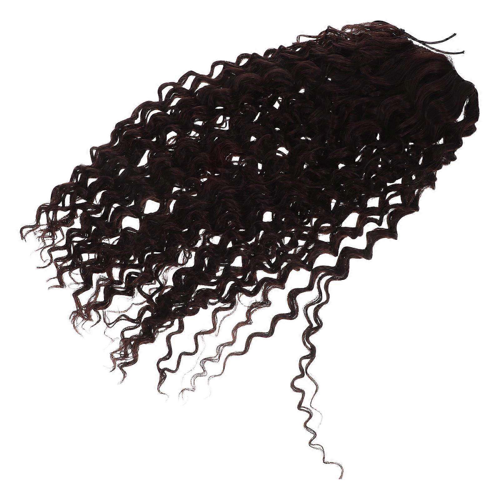 Extension de cordon de serrage de queue de cheval bouclée de café pour les femmes cheveux synthétiques 2Pcs