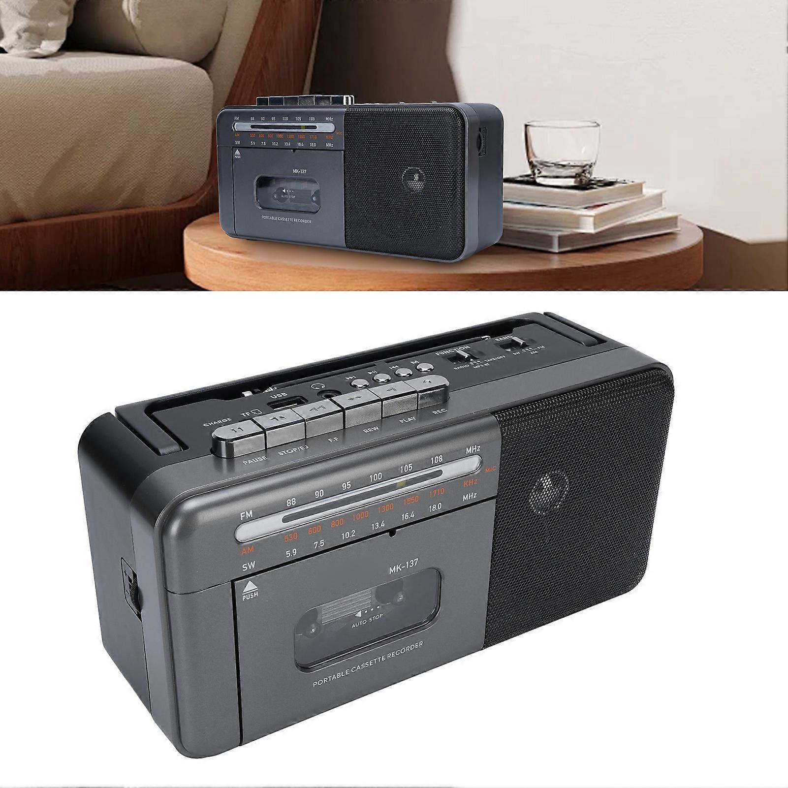 Retro Portable Bluetooth Cassette Player FM AM SW Radio EU Plug