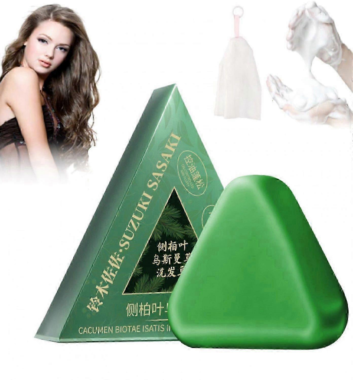 Nature Triangle Shampoo Tun, Nature Seven Green Soap Shampoo, Natural Usman Grass Shampoo Bar pre rast vlasov, upokojenie a posilnenie vlasov, 120g