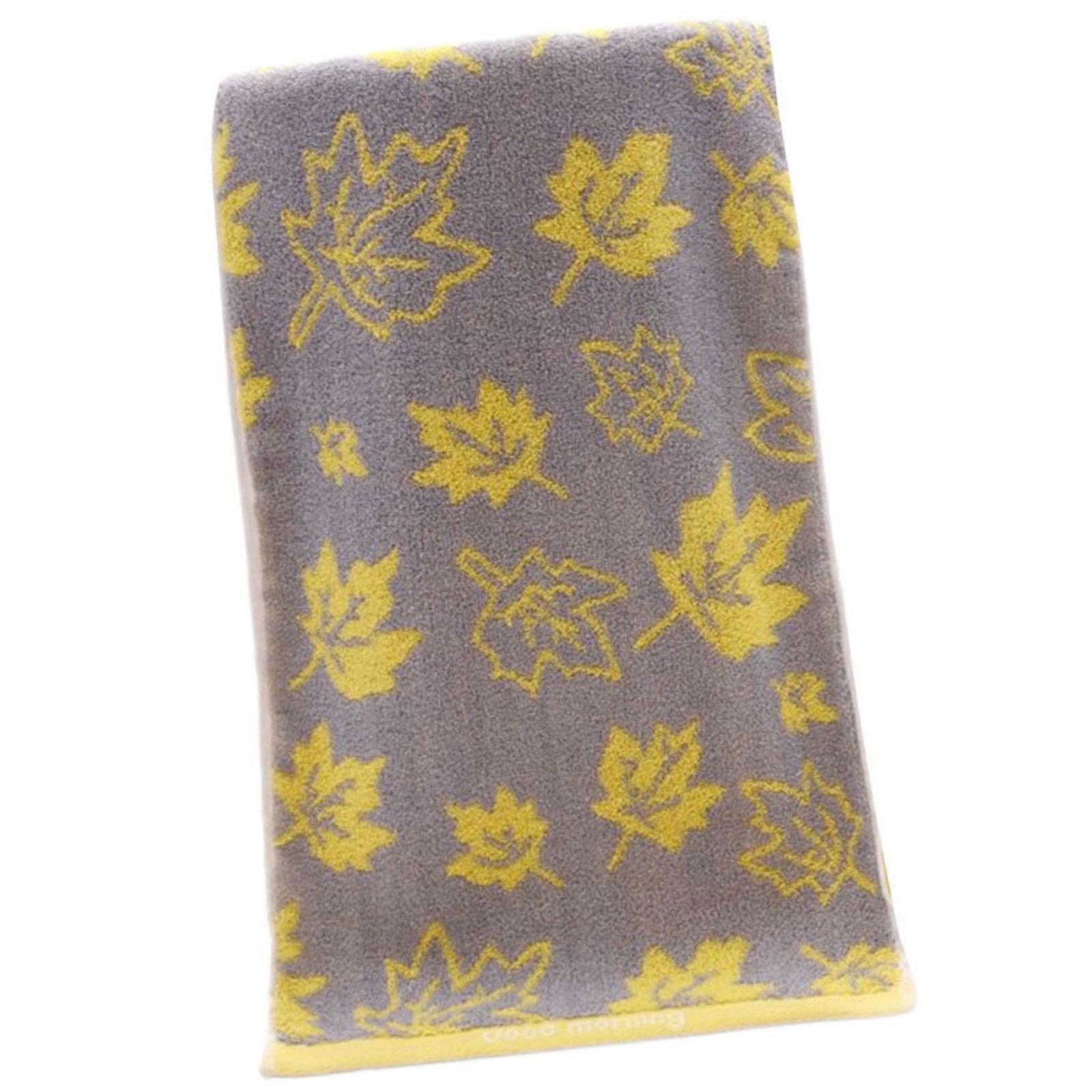 Dense Weave Cotton Towel Super Soft Highly Absorbent Colored Leaf Pattern Hand Towel For Sensitive Skin Family Gifting  Yellow
