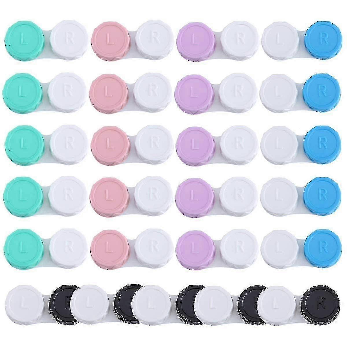 25 Pack Contact Lens Cases Portable Contact Lens Container Contact Lens Soaking Storage Case With L And R Caps, 5 Colors