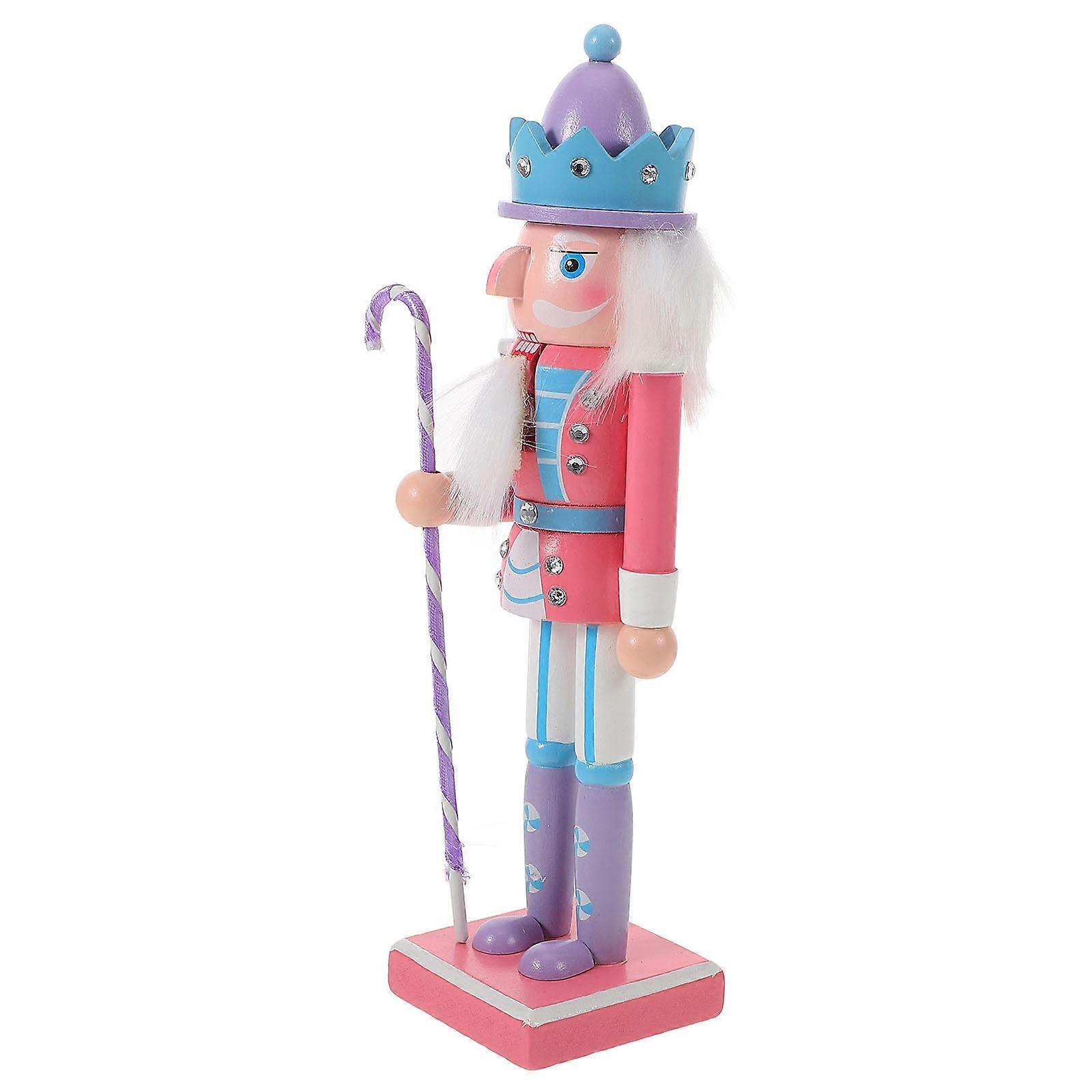 Pink Nutcracker Ornaments Wooden Nutcracker Figures for 4Pcs Christmas Decoration