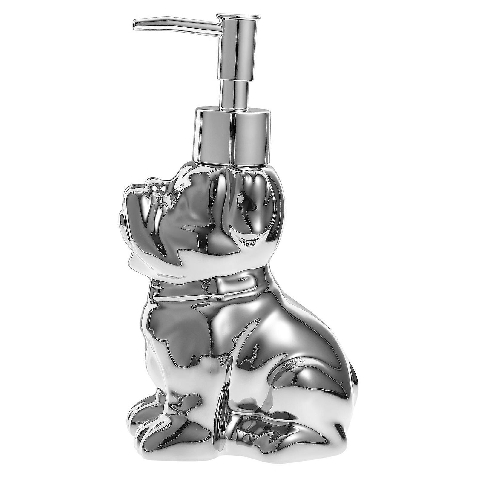 Cartoon Dog Shape Silver Ceramic Lotion Dispenser for Storage 2Pcs